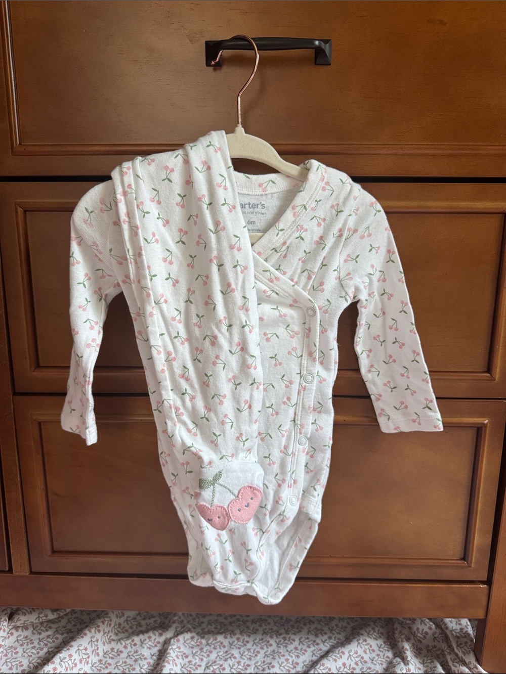 Carter's White Pajama Onesie & pants with Pink Cherry Print